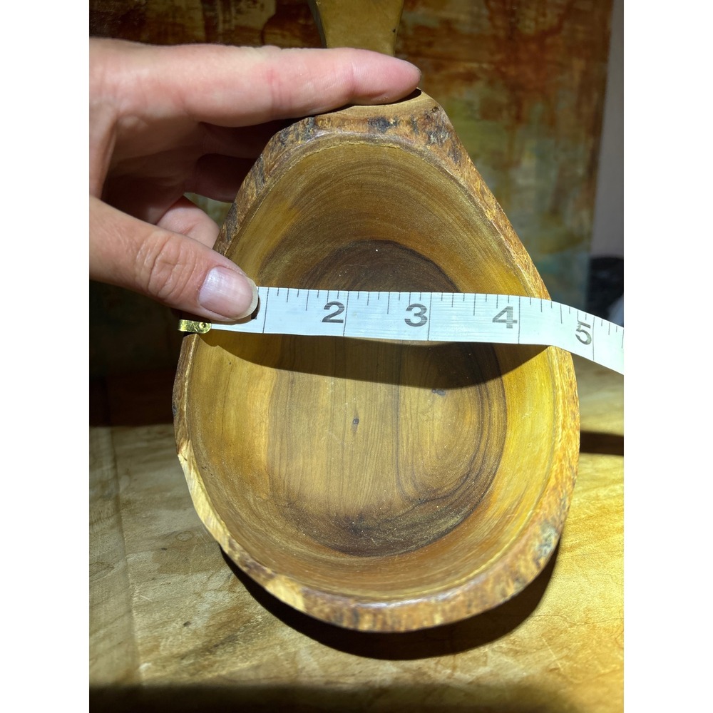 Vintage Hand Carved Wooden Scoop Bowl Live Edge Rustic Primitive Kuksa Style - Picture 9 of 9